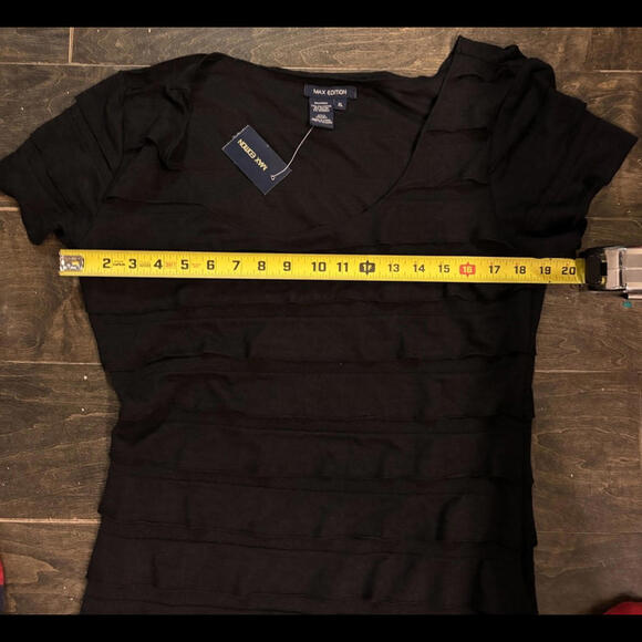 Max‎ Edition Women's Short Sleeve  Maxi Dress Tiered Ruffle Black Size Large - Picture 3 of 4